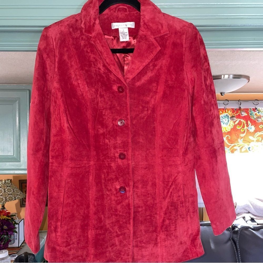 Pursuits LTD  RED leather button down jacket blazer